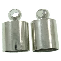 Brass End Cap, platinum color plated, nickel, lead & cadmium free, 6x10mm, Hole:Approx 5mm, 1000PCs/Bag, Sold By Bag