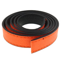 Кожаные шнуры, Искусственная кожа, красно-оранжевый, 18x2mm, отверстие:Приблизительно 2mm, длина:Приблизительно 20 м, 20пряди/сумка, продается сумка