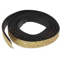 Lederband, Leder, mit Kunststoff Pailletten, mit einem Muster von Stern & Goldpulver, 12x2mm, Länge:ca. 20 m, 20SträngeStrang/Tasche, verkauft von Tasche