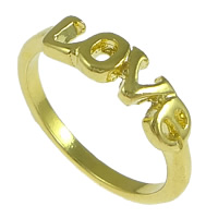 Zinc Alloy Finger Ring, woord liefde, gold plated, nikkel, lood en cadmium vrij, 5mm, Maat:7, 200pC's/Lot, Verkocht door Lot