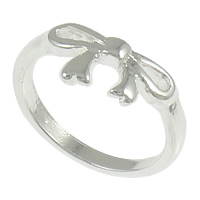Zinc Alloy Finger Ring Bowknot silver color plated nickel lead & cadmium free 8mm US Ring Sold By Lot
