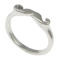 Tibetan Style Finger Ring, Mustache, platinum color plated, nickel, lead & cadmium free, 4mm, US Ring Size:7, 200PCs/Lot, Sold By Lot