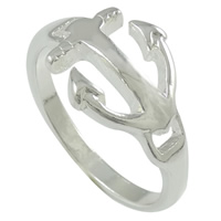 Tibetan Style Finger Ring, Anchor, silver color plated, nautical pattern, nickel, lead & cadmium free, 11mm, US Ring Size:7, 200PCs/Lot, Sold By Lot