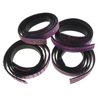 Leather Cord, with Plastic Sequin, with star pattern & mixed & colorful powder, purple, 15x2mm, Length:Approx 20 m, 20Strands/Bag, Sold By Bag