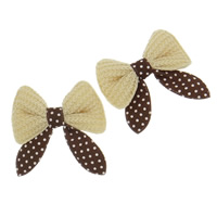 Fashion Decoration Flowers, Wool, with Cloth, Bowknot, beige, 60x40mm, 180PCs/Lot, Sold By Lot