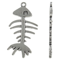 Tibetan Style Animal Pendants, Fish Bone, antique silver color plated, nickel, lead & cadmium free, 21x41x1.50mm, Hole:Approx 1.5mm, Approx 320PCs/KG, Sold By KG