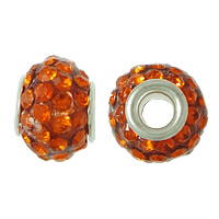 Rhinestone Clay Pave Beads Brass with Rhinestone Clay Pave Rondelle platinum color plated with 48 pcs rhinestone reddish orange nickel lead & cadmium free Approx 3mm Sold By Lot
