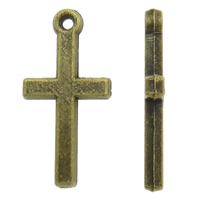 Tibetan Style Cross Pendants, antique bronze color plated, nickel, lead & cadmium free, 19x9mm, Hole:Approx 1mm, 1000PCs/Bag, Sold By Bag
