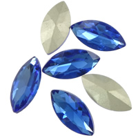 Crystal Cabochons, Horse Eye, silver color plated, rivoli back & faceted, Lt Sapphire, 13x27mm, 96PCs/Bag, Sold By Bag