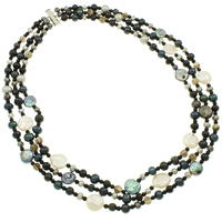 Freshwater Pearl Necklace, brass slide clasp, 3-strand, 3-13mm, Sold Per Approx 18.5 Inch Strand