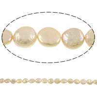 Perlas Moneda Freshwater, Perlas cultivadas de agua dulce, natural, Rosado, 11-12mm, agujero:aproximado 0.8mm, Vendido para aproximado 14.5 Inch Sarta