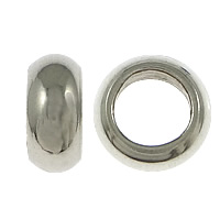 Stainless Steel Large Hole Beads, Rondelle, original color, 3.50x9mm, Hole:Approx 6mm, Inner Diameter:Approx 4mm, 200PCs/Lot, Sold By Lot