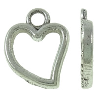 Zinc Alloy Heart Pendler, antik sølv farve forgyldt, nikkel, bly & cadmium fri, 11x13x2mm, Hole:Ca. 2mm, Ca. 1665pc'er/KG, Solgt af KG