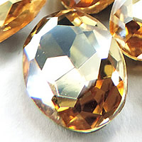 Crystal Cabochons, Oval, silver color plated, faceted, Crystal Golden Shadow, 18x25mm, 75PCs/Bag, Sold By Bag