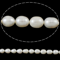 Cultured Rice Freshwater Pearl Beads, natural, white, 8-9mm, Hole:Approx 2mm, Sold Per Approx 14.5 Inch Strand