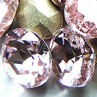 Crystal Cabochons, Oval, silver color plated, faceted, Light Rose, 18x25mm, 75PCs/Bag, Sold By Bag