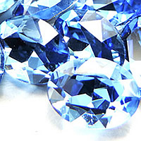 Crystal Cabochons, Oval, silver color plated, faceted, Lt Sapphire, nickel, lead & cadmium free, 20x30mm, 48PCs/Bag, Sold By Bag