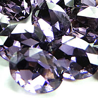 Crystal Cabochons, Oval, silver color plated, rivoli back & faceted, Amethyst, 18x25mm, 75PCs/Bag, Sold By Bag