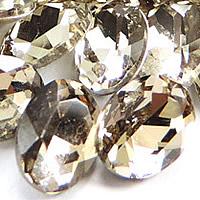Crystal Cabochons, Oval, silver color plated, faceted, Lt colorado topaz, 4x6mm, 1440PCs/Bag, Sold By Bag