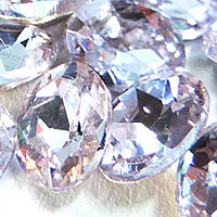 Crystal Cabochons, Oval, silver color plated, faceted, Violet, 18x25mm, 75PCs/Bag, Sold By Bag