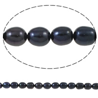 Perlas Arroz Freshwater, Perlas cultivadas de agua dulce, natural, Negro, 7-8mm, agujero:aproximado 0.8mm, Vendido para aproximado 15.7 Inch Sarta
