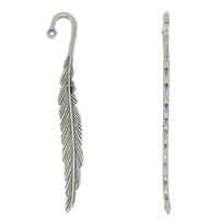 Tibetan Style Bookmark, Feather, antique silver color plated, nickel, lead & cadmium free, 12x80x2mm, Hole:Approx 2mm, Approx 220PCs/KG, Sold By KG