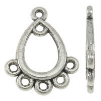 Tibetan Style Connector, Teardrop, antique silver color plated, 1/5 loop, nickel, lead & cadmium free, 13x16x1mm, Hole:Approx 1mm, Approx 2000PCs/KG, Sold By KG