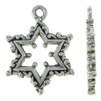 Tibetan Style Star Pendant, antique silver color plated, nickel, lead & cadmium free, 16.50x22x2mm, Hole:Approx 1.5mm, Approx 765PCs/KG, Sold By KG
