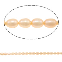Cultured Rice Freshwater Pearl Beads, natural, pink, Grade A, 6-7mm, Hole:Approx 0.8mm, Sold Per 14.5 Inch Strand