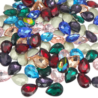 Crystal Cabochons, Teardrop, silver color plated, faceted, mixed colors, 13x18mm, 144PCs/Bag, Sold By Bag