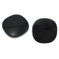 ABS Plastic Shank Button, Square, silver color plated, black, 30mm, 50PCs/Bag, Sold By Bag