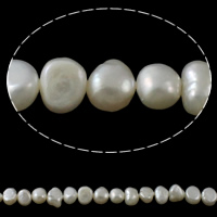 Barocco coltivate in acqua dolce Perla, perla d'acquadolce coltivata naturalmente, naturale, bianco, 7-8mm, Foro:Appross. 0.8mm, Venduto per Appross. 15 pollice filo