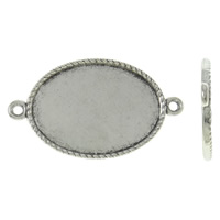 Tibetan Style Connector Setting, Flat Oval, antique silver color plated, 1/1 loop, nickel, lead & cadmium free, 20x35x1.50mm, Hole:Approx 1.5mm, Approx 500PCs/KG, Sold By KG