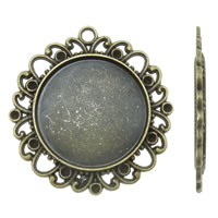 Tibetan Style Pendant Cabochon Setting, Flower, antique bronze color plated, nickel, lead & cadmium free, 38x39x2mm, Hole:Approx 2.5mm, Approx 150PCs/KG, Sold By KG