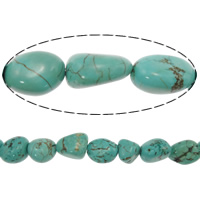 Perles turquoises, turquoise synthétique, pepite, vert, 8-15x9-12mm, Trou:Environ 1.2mm, Longueur:Environ 15.5 pouce, 10Strandstoron/lot, Vendu par lot