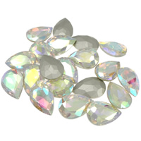 Parche de Diamantes de Imitacion, Cristal, Gota, espalda rivoli & facetas, Cristal AB, 18x25mm, 60PCs/Bolsa, Vendido por Bolsa