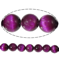 Tiger Eye Beads, Runde, lilla, 8mm, Hole:Ca. 1mm, Længde Ca. 15 inch, 5Strands/Lot, Ca. 46pc'er/Strand, Solgt af Lot