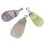Pendentifs quartz naturel, Cristal naturel, avec laiton, dorure, mélangé, 20-25mm, Trou:Environ 6x10mm, 10PC/lot, Vendu par lot