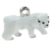 Tibetan Style Animal Pendants, Polar Bear, platinum color plated, enamel, white, nickel, lead & cadmium free, 26x19x7mm, Hole:Approx 3mm, 20PCs/Bag, Sold By Bag