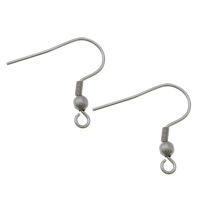 Stainless Steel Hook Earwire, 304 Stainless Steel, with loop, original color, 20x3mm, 0.8mm, Hole:Approx 2.5mm, 500Pairs/Lot, Sold By Lot