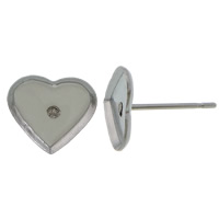 Stainless Steel Earring Stud Component 304 Stainless Steel Heart original color 0.8mm Inner Approx Sold By Lot