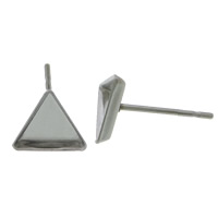 Edelstahl Ohrring Stecker, 304 Edelstahl, Dreieck, originale Farbe, 8x8mm, 0.8mm, Innendurchmesser:ca. 7x7mm, 200PaarePärchen/Menge, verkauft von Menge