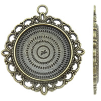 Tibetan Style Pendant Cabochon Setting, Flower, antique bronze color plated, nickel, lead & cadmium free, 39x43x3mm, Hole:Approx 3mm, Approx 135PCs/KG, Sold By KG