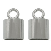 Stainless Steel End Caps, 304 Stainless Steel, original color, 6.5x10mm,6mm, Hole:Approx 2.5mm, 500PCs/Lot, Sold By Lot