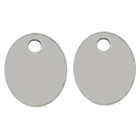 Stainless Steel Tag Charm, 304 Stainless Steel, Flat Oval, original color, 7x9x1mm, Hole:Approx 1.5mm, 1000PCs/Lot, Sold By Lot