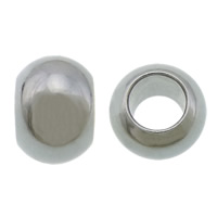 Edelstahl-Perlen mit großem Loch, 304 Edelstahl, Trommel, großes Loch, originale Farbe, 5.50x8mm, Bohrung:ca. 4mm, 500PCs/Menge, verkauft von Menge