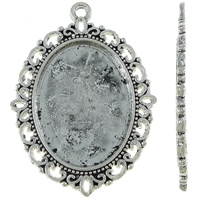 Tibetan Style Pendant Cabochon Setting, Flat Oval, antique silver color plated, nickel, lead & cadmium free, 28.50x39x2mm, Hole:Approx 2mm, Approx 210PCs/KG, Sold By KG