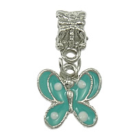 European Style Zinc Alloy Dangle Beads Butterfly platinum color plated without troll & enamel nickel lead & cadmium free Approx 4mm Sold By Lot