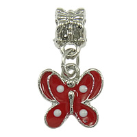 European Style Tibetan Style Dangle Beads, Butterfly, platinum color plated, without troll & enamel, nickel, lead & cadmium free, 13x26x2mm, Hole:Approx 4mm, 200PCs/Lot, Sold By Lot