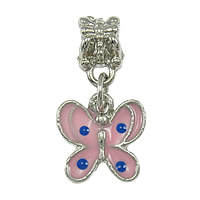 European Style Zinc Alloy Dangle Beads Butterfly platinum color plated without troll & enamel nickel lead & cadmium free Approx 4mm Sold By Lot